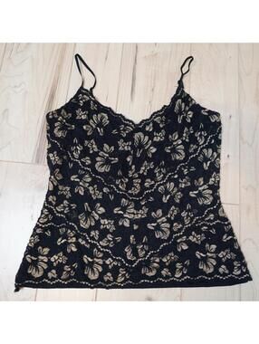 Black Gold Floral Lace Cami Top Dark Feminine Coquette Going Out